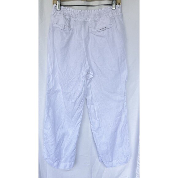 Charter Club Linen Luxury White Pull On Cropped Pants Coastal Lagenlook Beach S - Picture 3 of 6